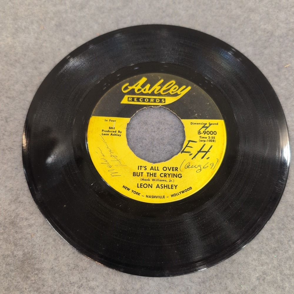 Leon Ashley It's All Over But The Crying 45 RPM B-9000 - Picture 2 of 3